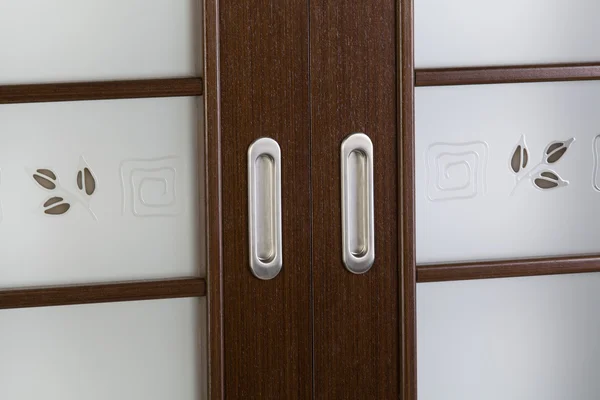 Close up sliding wooden door — Stock Photo, Image