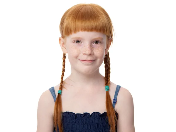 Portrait of a beautiful redhead joyful little girl — Stock Photo, Image