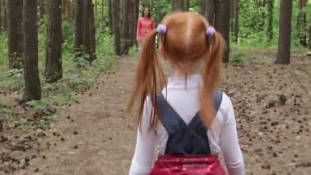 La bambina corre tra le braccia di sua madre — Video Stock