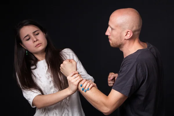 Domestic violence to woman — Stock Photo, Image