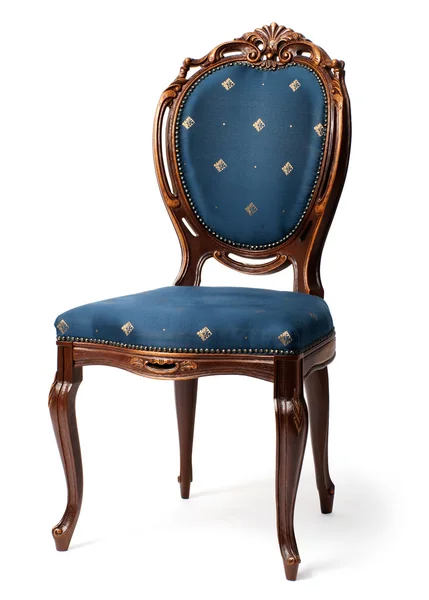 Vintage baroque chair with blue upholstery — Stock Photo, Image