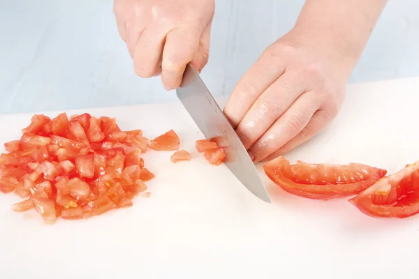 Découpe de tomates — Photo