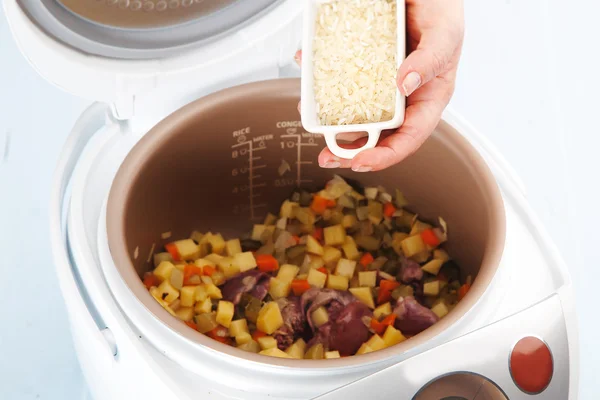 Cooking vegetable stew in multicooker — Stock Photo, Image