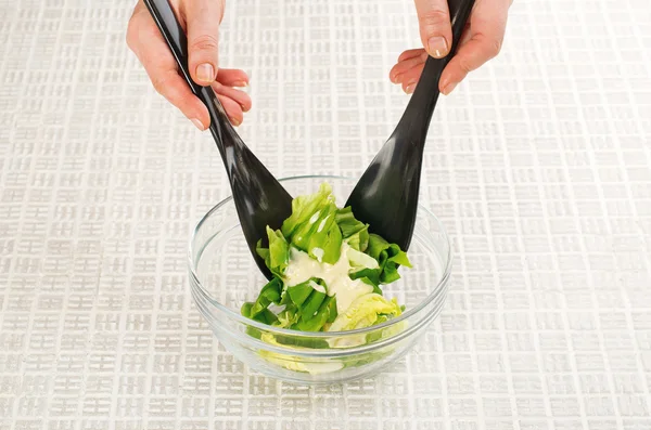 Preparation of salad — Stock Photo, Image