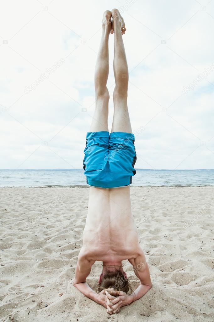 Adult man doing yoga