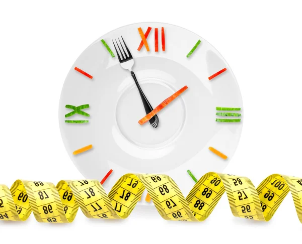 Reloj de comida con cinta métrica — Foto de Stock