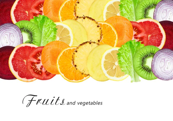 Fatias de frutas e vegetais — Fotografia de Stock