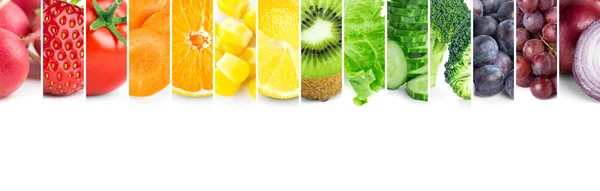 Koláž z barevných ovoce a zeleniny — Stock fotografie