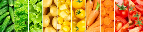 Background Vegetables Fresh Food Tomato Cucumber Corn Carrot Lettuce Potato — Stock Photo, Image