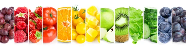Collage Van Fruit Groenten Bessen Vers Voedsel Gezond Voedsel — Stockfoto