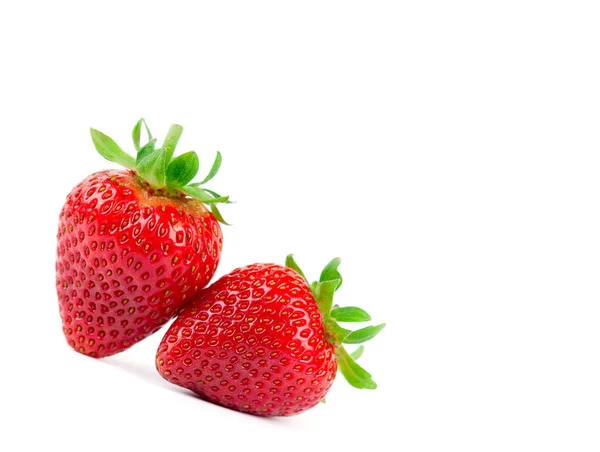 Aardbei Witte Achtergrond Sluitingen Van Vers Zoet Fruit — Stockfoto