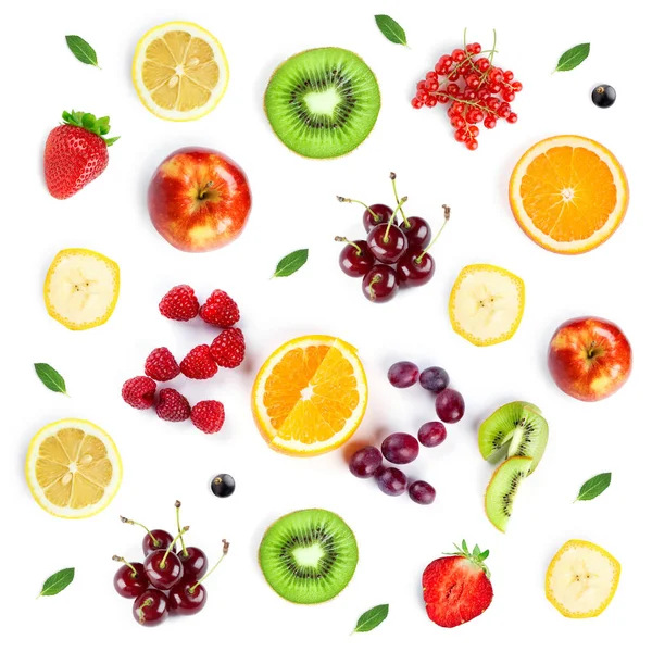 Φρούτα Νέο Έτος 2021 Από Φρούτα Λευκό Φόντο Υγιεινή Τροφή — Φωτογραφία Αρχείου