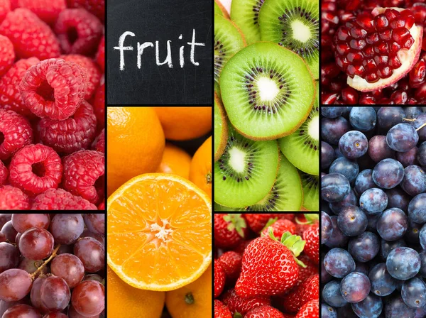 Frutta Sfondo Frutti Maturi Misti Bacche Alimenti Freschi — Foto Stock