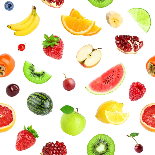 Gemengde Vruchten Fruit Naadloos Patroon Groenten Fruit — Stockfoto