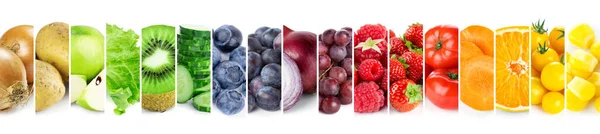 Collage Frutta Verdura Bacche Cibo Fresco Colori Cibo Sano — Foto Stock