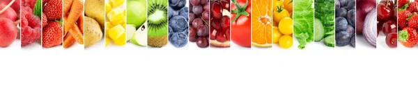 Collage Fruits Vegetables Berries Fresh Food Healthy Food — Stock Photo, Image