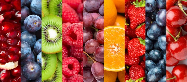 Frutas Fundo Frutas Maduras Misturadas Bagas Alimentos Frescos — Fotografia de Stock