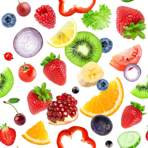Μικτά Φρούτα Και Λαχανικά Απρόσκοπτο Μοτίβο Οπωροκηπευτικά — Φωτογραφία Αρχείου