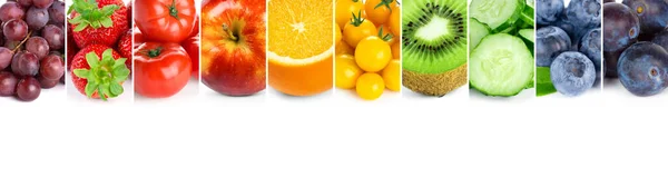 Collage Van Fruit Groenten Bessen Vers Voedsel Gezond Voedsel — Stockfoto