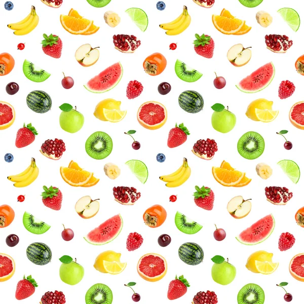 Mixed Fruits Fruits Seamless Pattern Fruit Background Stock Image