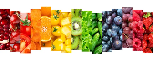 Collage Fruits Vegetables Berries Fresh Food Healthy Lifestyle Stock Image