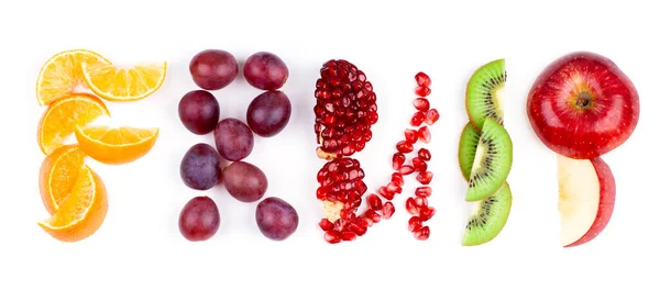 Meyveler Beyaz Arka Planda Meyve Böğürtlen Karışımı Taze Yemek Kelime — Stok fotoğraf
