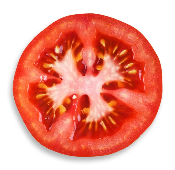 Fresh tomato slice closeup — Stock Photo, Image