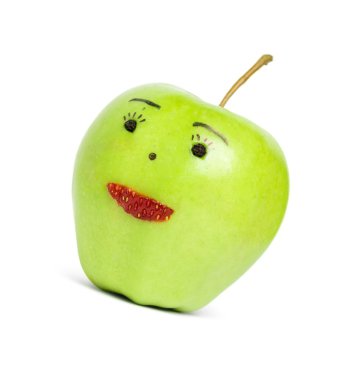 yüzü ile yeşil elma