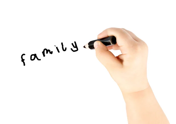 Criança pintando a palavra Família — Fotografia de Stock