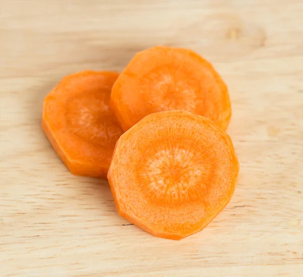 Carrot slices on table