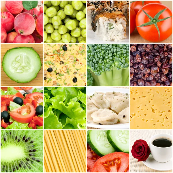 Collage de antecedentes alimenticios saludables — Foto de Stock