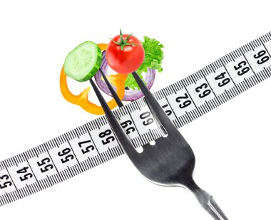 çatal üzerinde taze sebze