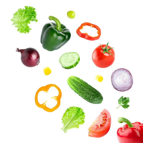 Falling fresh vegetables — Stock Photo, Image