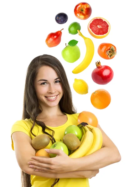 Hermosa joven con frutas — Foto de Stock