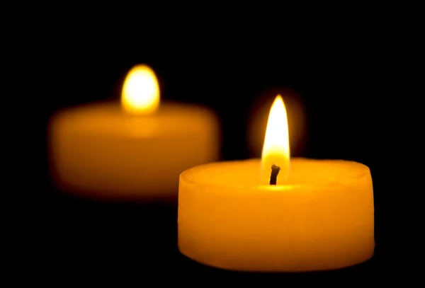 Two candles in the dark — Stock Photo, Image