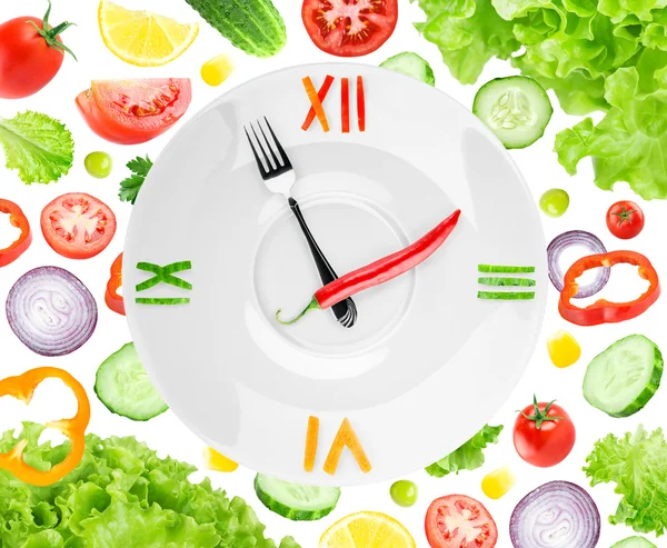 Food clock with vegetables — Stock Photo, Image