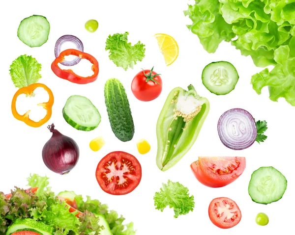 Mixed falling vegetables — Stock Photo, Image