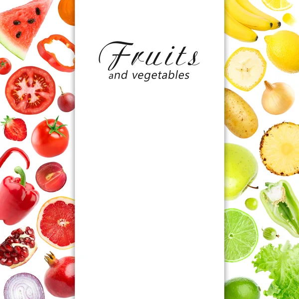 Смешанные фрукты и овощи — стоковое фото