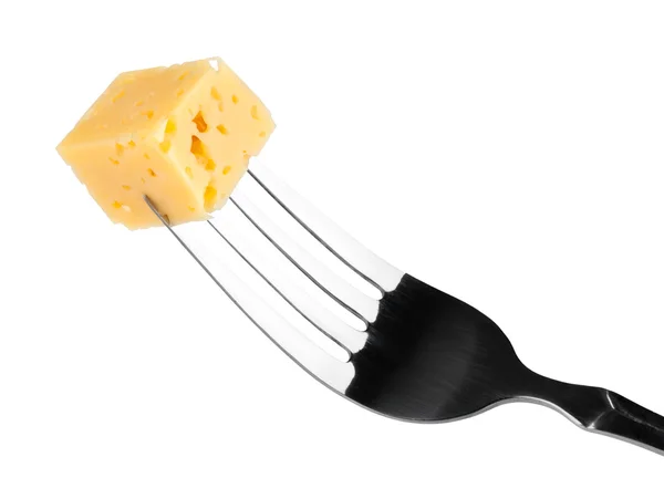 Cheese on fork — Stock Photo, Image