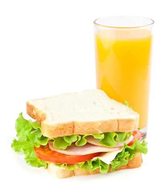 Sandwich and juice — Stock Photo, Image