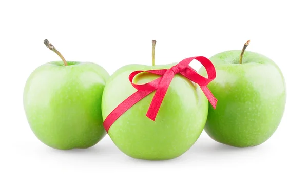 Tre mele con nastro — Foto Stock