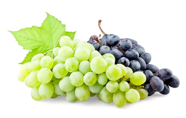 Black and green grapes with leaf Royalty Free Stock Images