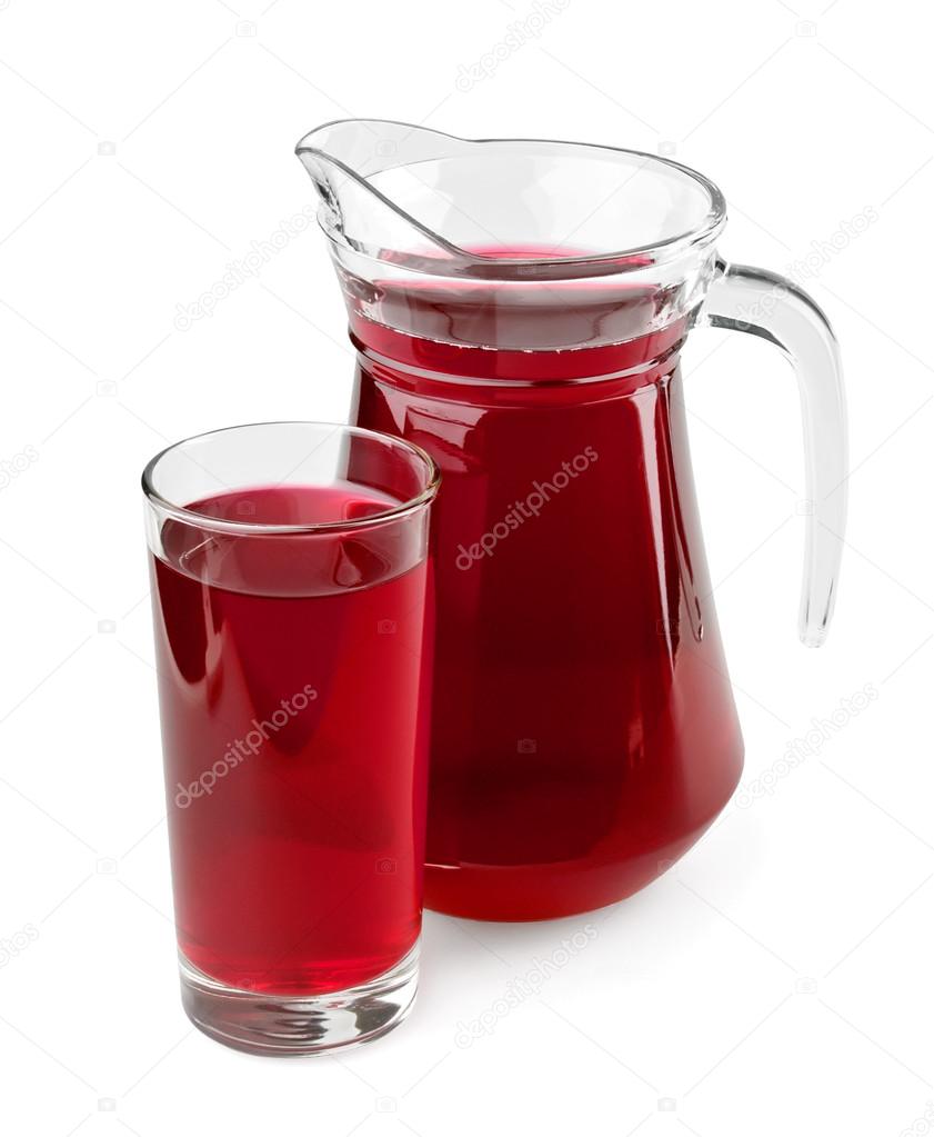 Pitcher and glass of fruit juice