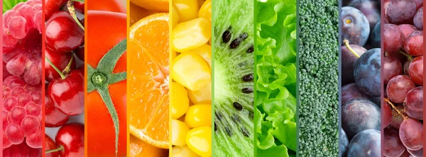 Colore frutta, bacche e verdure sfondo — Foto Stock