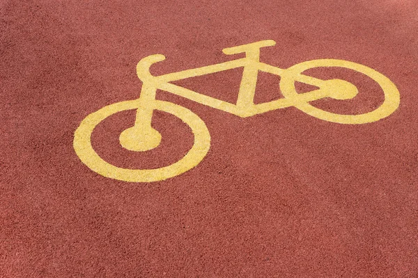 Bicicleta señal de tráfico en el camino —  Fotos de Stock