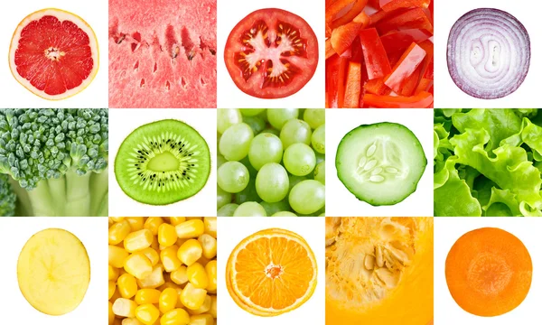 Collection with color fruits and vegetables — Stock Photo, Image