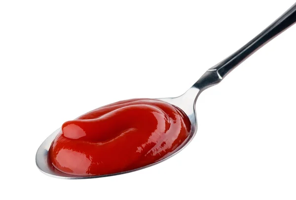 Ketchup op lepel — Stockfoto