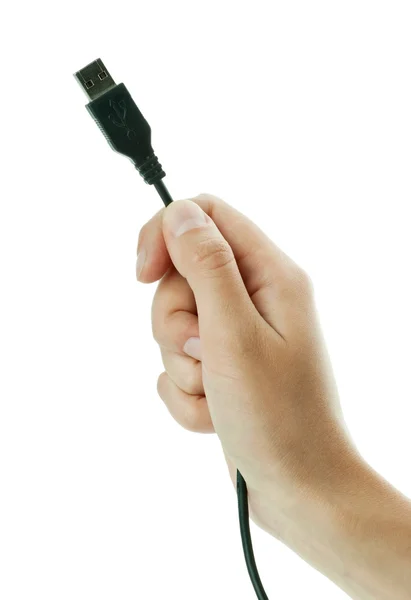 Hand hold USB cable — Stock Photo, Image