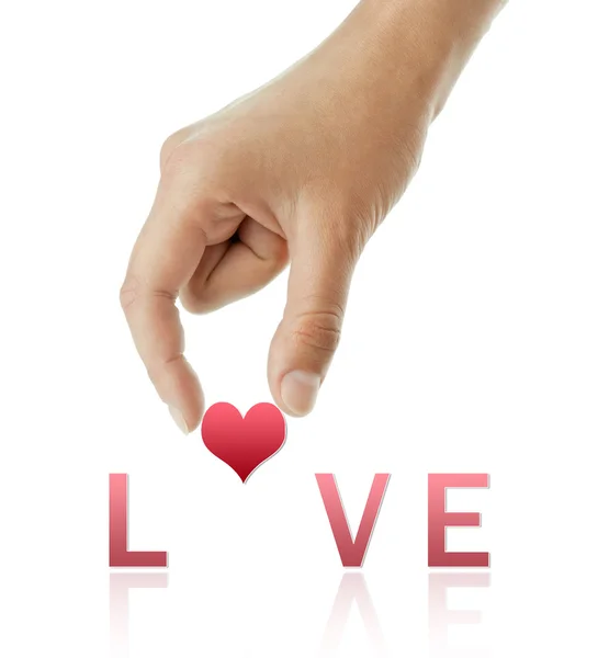 Slovo ruka a láska — Stock fotografie