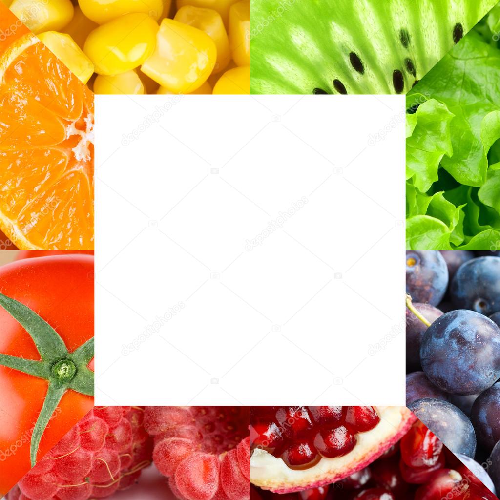 Frame of color fruits and vegetables